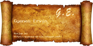 Gyenes Ervin névjegykártya